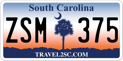 SC license plate ZSM375