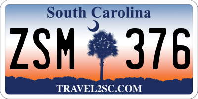 SC license plate ZSM376