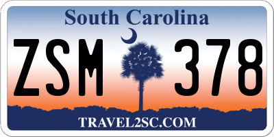 SC license plate ZSM378