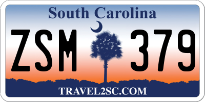 SC license plate ZSM379