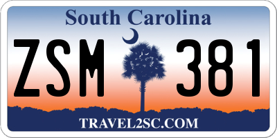 SC license plate ZSM381