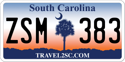 SC license plate ZSM383