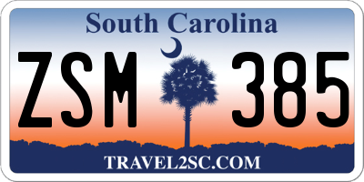 SC license plate ZSM385