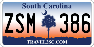 SC license plate ZSM386