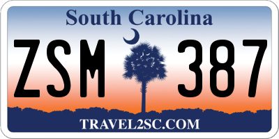 SC license plate ZSM387