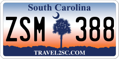 SC license plate ZSM388