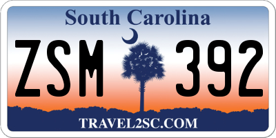 SC license plate ZSM392