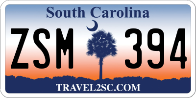 SC license plate ZSM394