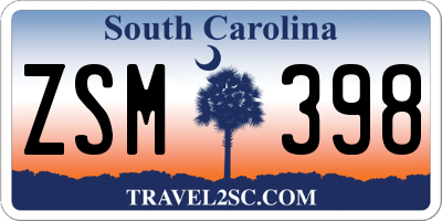 SC license plate ZSM398
