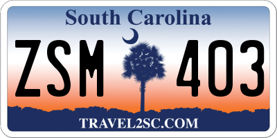 SC license plate ZSM403
