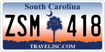 SC license plate ZSM418