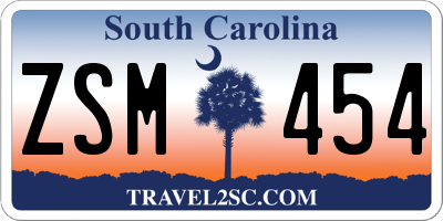 SC license plate ZSM454