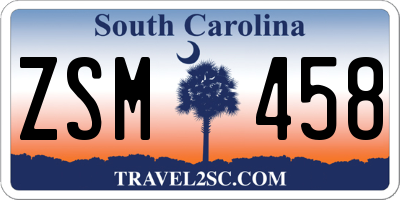 SC license plate ZSM458