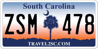 SC license plate ZSM478