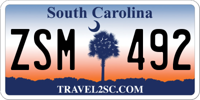 SC license plate ZSM492