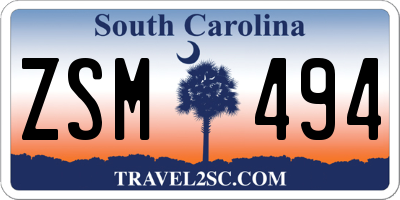 SC license plate ZSM494