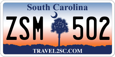 SC license plate ZSM502
