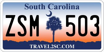 SC license plate ZSM503