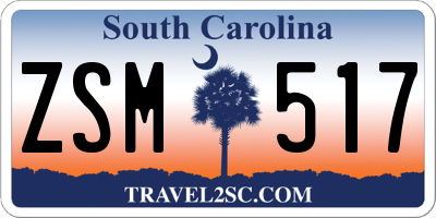 SC license plate ZSM517