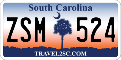 SC license plate ZSM524