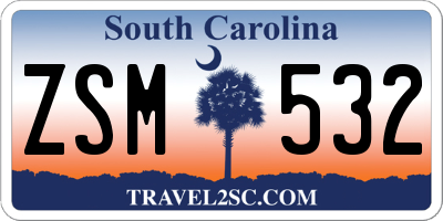 SC license plate ZSM532