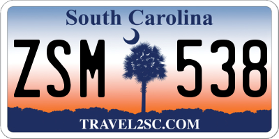 SC license plate ZSM538