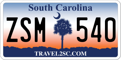 SC license plate ZSM540