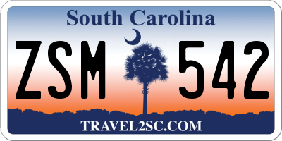 SC license plate ZSM542