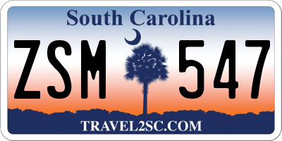 SC license plate ZSM547