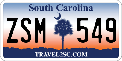 SC license plate ZSM549