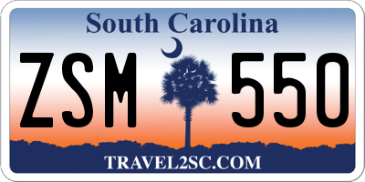 SC license plate ZSM550
