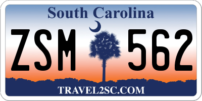 SC license plate ZSM562