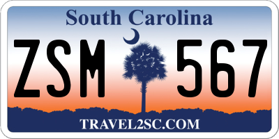 SC license plate ZSM567