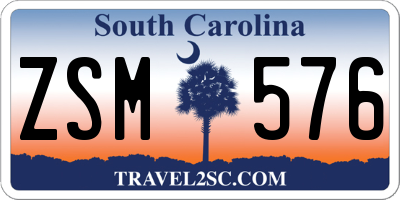 SC license plate ZSM576