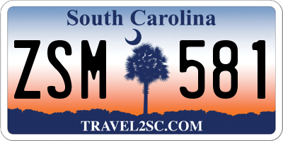 SC license plate ZSM581