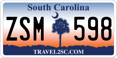 SC license plate ZSM598