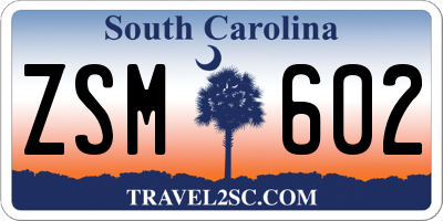 SC license plate ZSM602