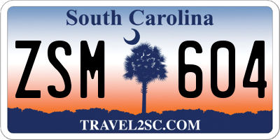 SC license plate ZSM604