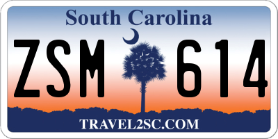 SC license plate ZSM614
