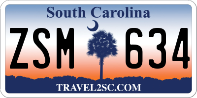 SC license plate ZSM634
