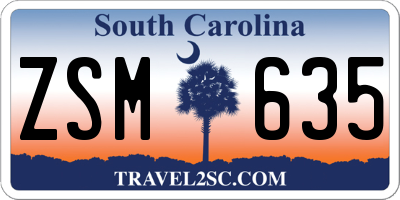 SC license plate ZSM635