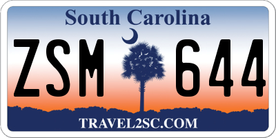 SC license plate ZSM644