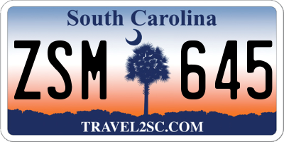 SC license plate ZSM645