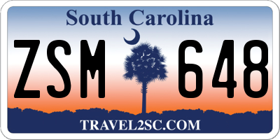 SC license plate ZSM648