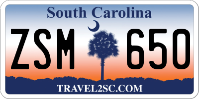 SC license plate ZSM650