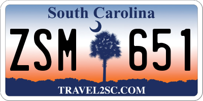 SC license plate ZSM651