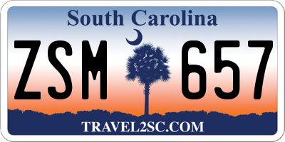 SC license plate ZSM657