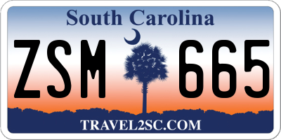 SC license plate ZSM665