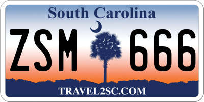 SC license plate ZSM666