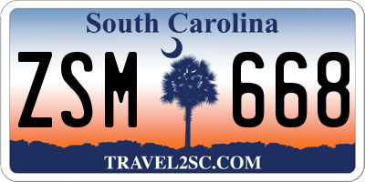 SC license plate ZSM668